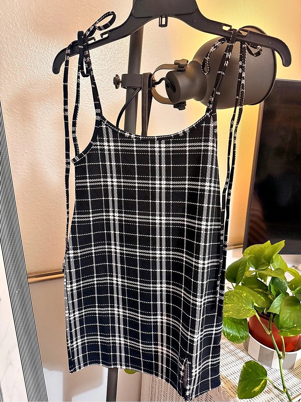 Plaid Mini Dress in Black & White Like New